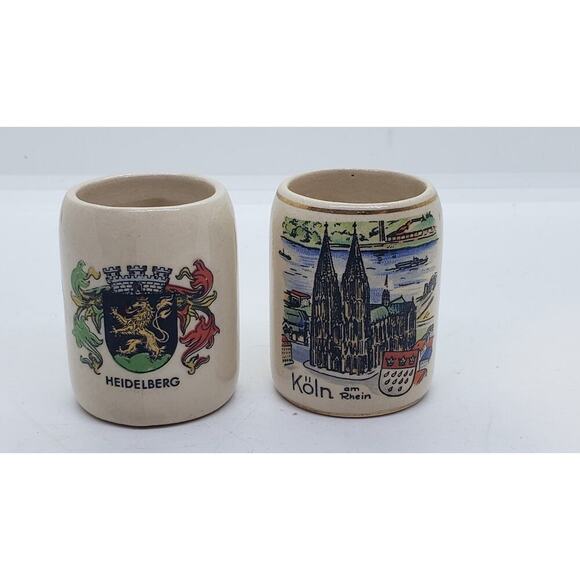 VINTAGE Miniature Beer Steins Mugs Germany Set Of 2 - Picture 1 of 16